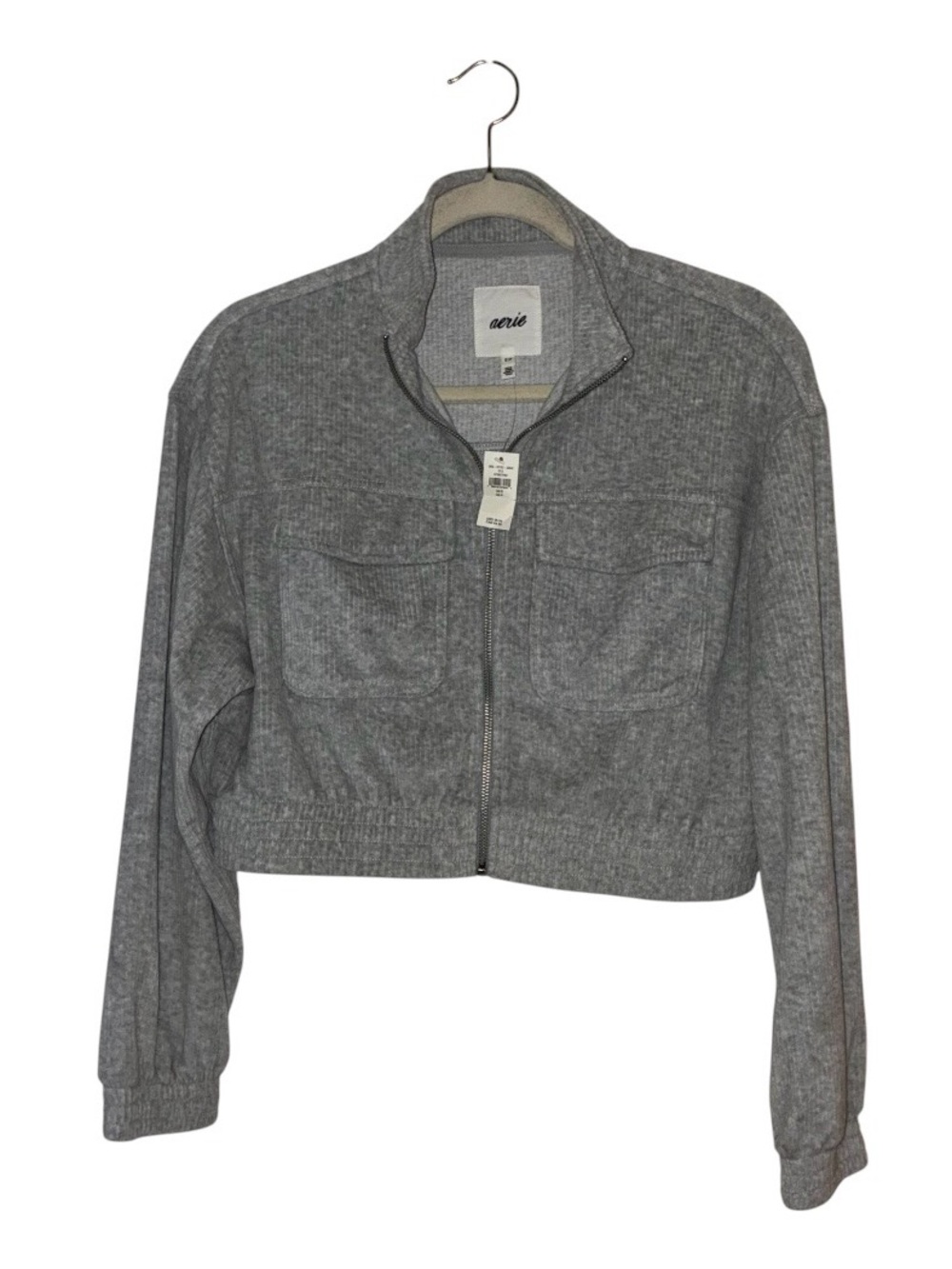 NWT Aerie Groove-On Velour Full Zip Sweatshirt Jacket Cropped‎ Womens Sz S/P